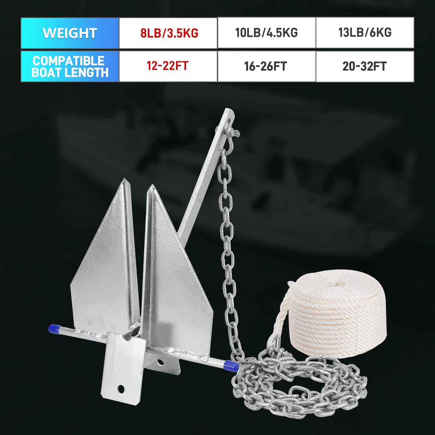 Kit d'ancres robustes pour bat - Boat Anchor Kit Galvanized avis et prix