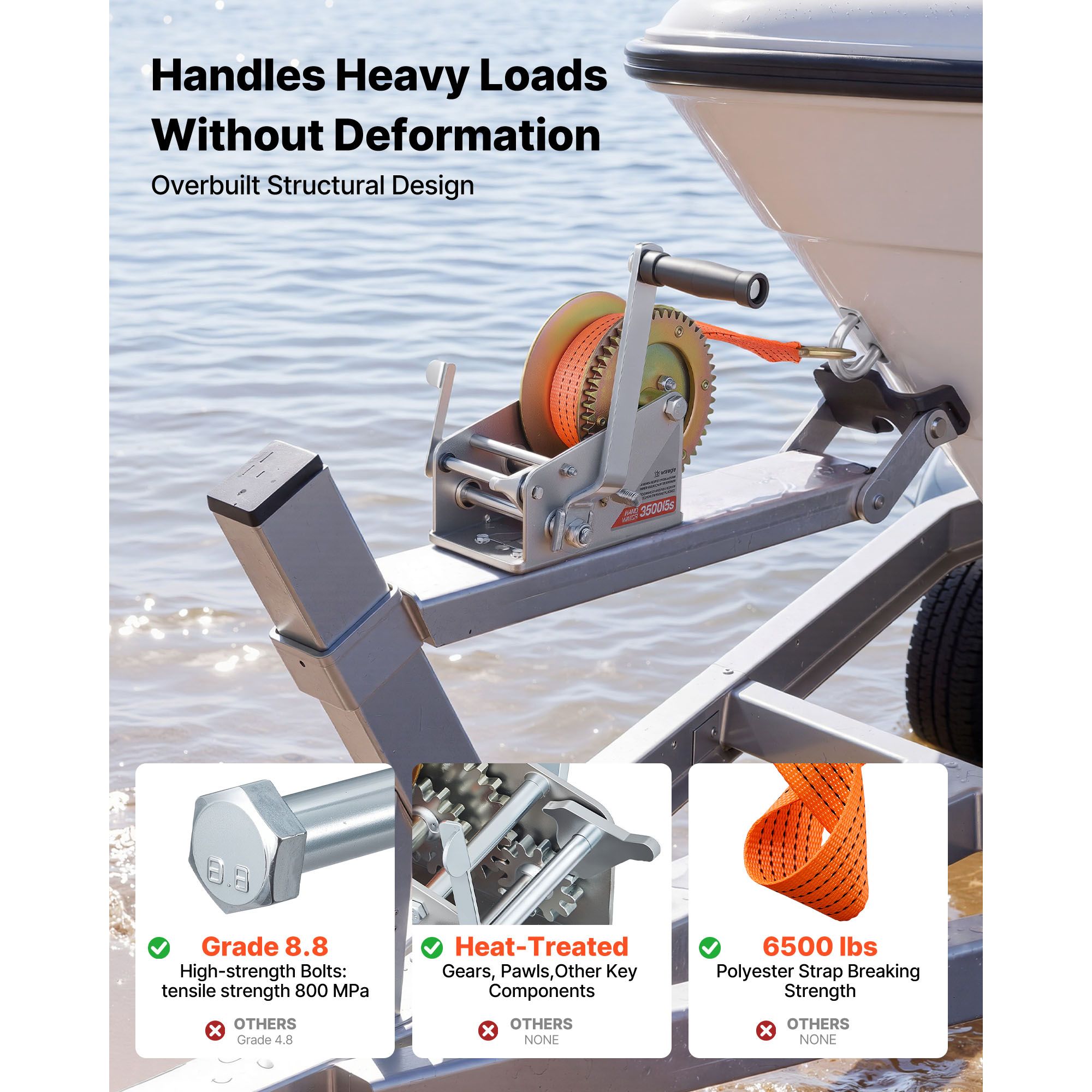 Treuil de bateau, treuil manue - Boat Trailer Winch Strap avis et prix